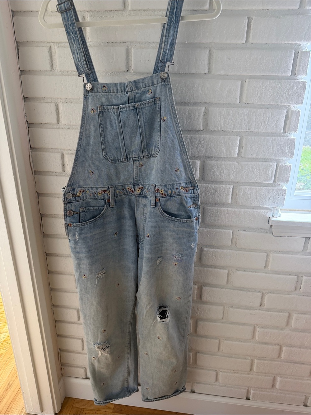 Light Blue Distressed Denim Overalls - Casual Men’s Jeans